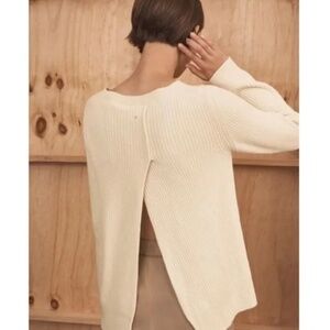 CUYANA Ribbed Open Back Sweater in Cream Size Small